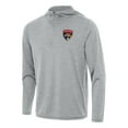 thumbnail image 1 of Men's Antigua Heather Gray Florida Panthers Tidy Quarter-Zip Hoodie, 1 of 1