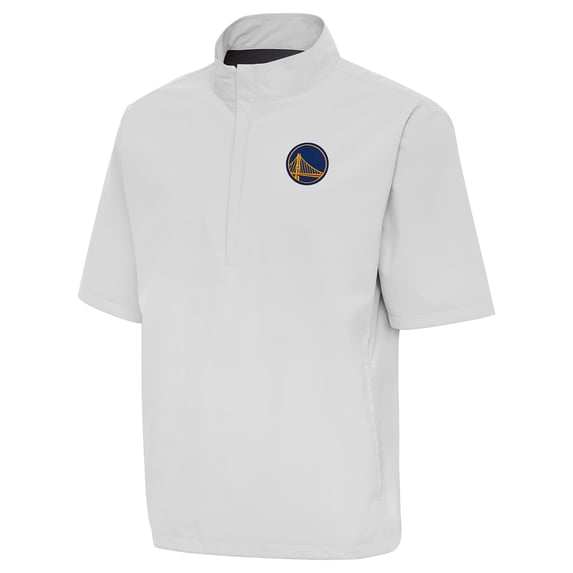 Men's Antigua Heather Gray Golden State Warriors Brisk Quarter-Zip Windbreaker