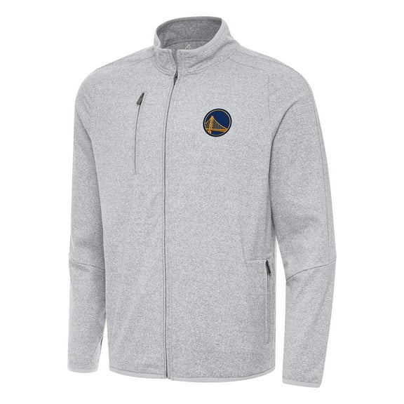 Men's Antigua Heather Gray Golden State Warriors Hold-Up Full-Zip Tri-Blend Jacket