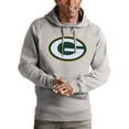 thumbnail image 1 of Men's Antigua Heather Gray Green Bay Packers Victory Pullover Hoodie, 1 of 1