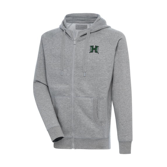 Men's Antigua Heather Gray Hawaii Rainbow Warriors Big & Tall Victory Full-Zip Hoodie Jacket