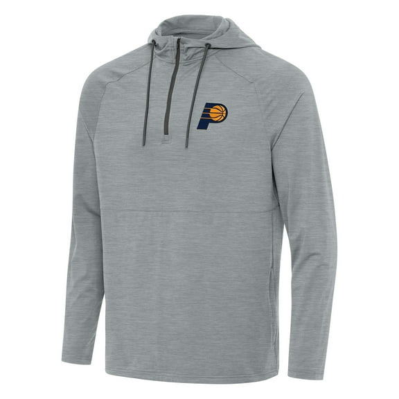 Men's Antigua Heather Gray Indiana Pacers Spikes Raglan Quarter-Zip Hoodie