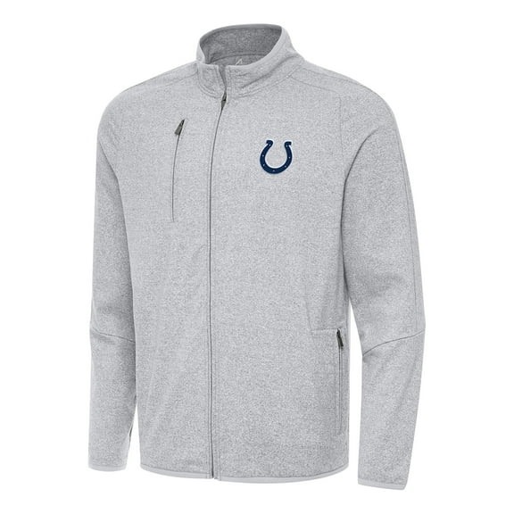 Men's Antigua Heather Gray Indianapolis Colts Hold-Up Tri-Blend Full-Zip Jacket