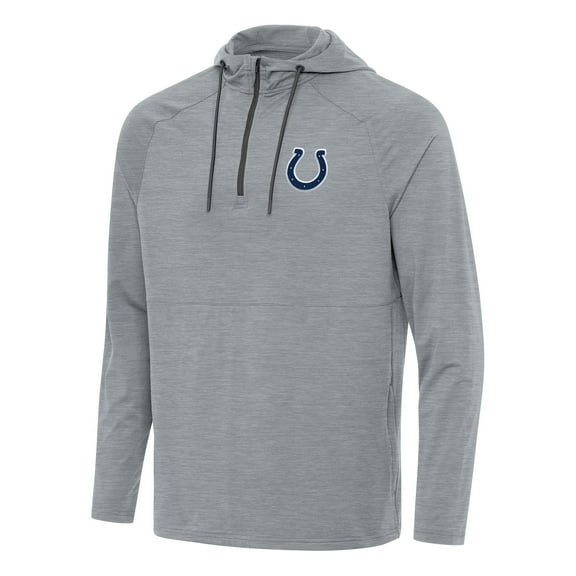 Men's Antigua  Heather Gray Indianapolis Colts Spikes Quarter-Zip Pullover Hoodie