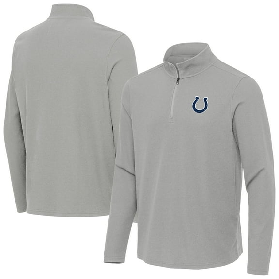 Men's Antigua Heather Gray Indianapolis Colts Sync Tri-Blend Quarter-Zip Pullover
