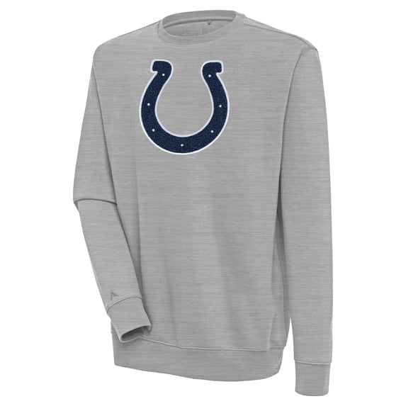 Men's Antigua Heather Gray Indianapolis Colts Victory Crewneck Pullover Sweatshirt