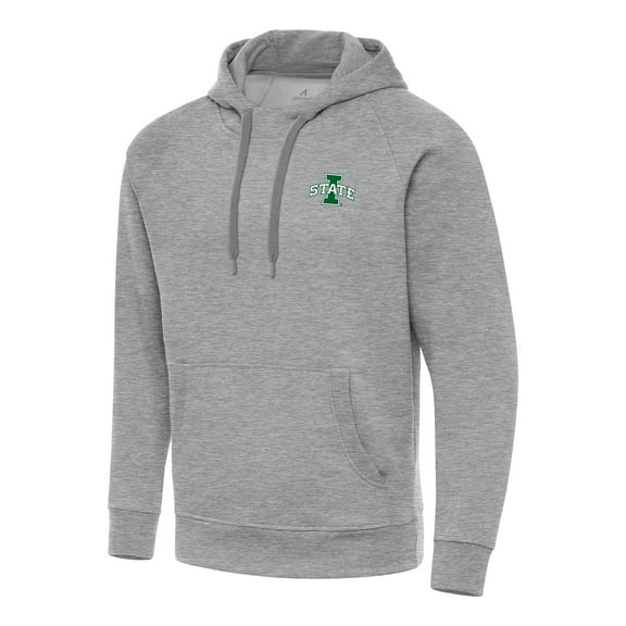 Men's-Antigua  Heather Gray Iowa State Cyclones St. Patrick's Day Fleece Raglan Victory Pullover Hoodie