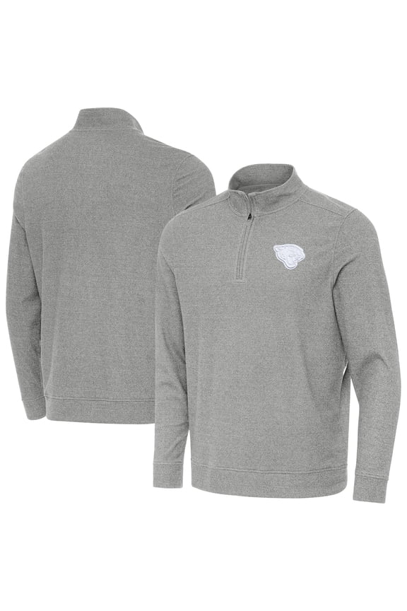 Men's Antigua Heather Gray Jacksonville Jaguars Subtle Quarter-Zip Jacket