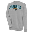 thumbnail image 1 of Men's Antigua  Heather Gray Jacksonville Jaguars Victory Chenille Pullover Sweatshirt, 1 of 1