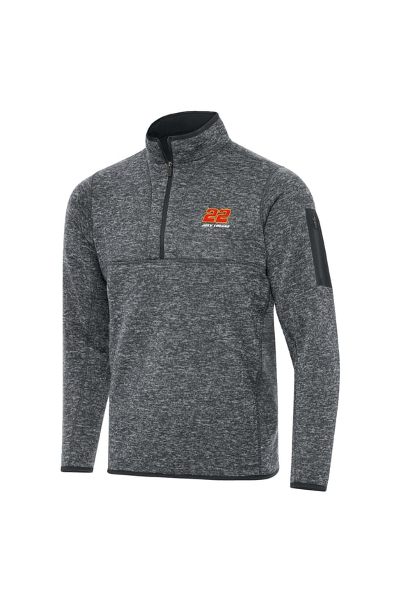 Men's Antigua Heather Gray Joey Logano Big & Tall Fortune Quarter-Zip Pullover Jacket