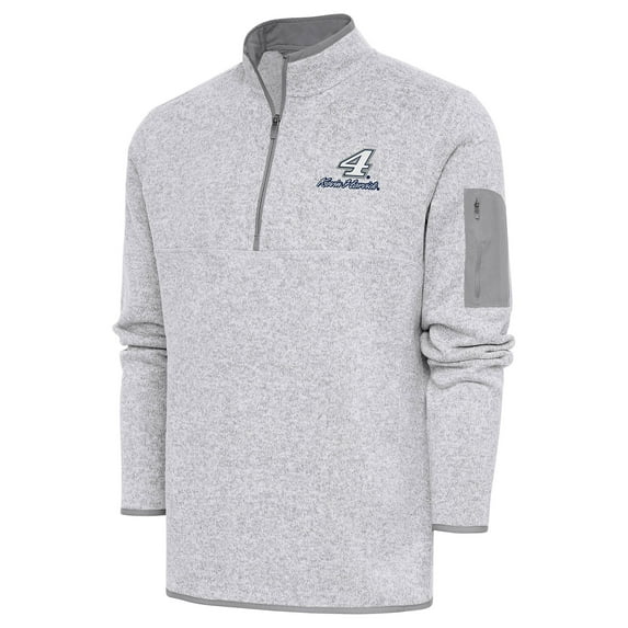 Men's Antigua Heather Gray Kevin Harvick Fortune Quarter-Zip Pullover Jacket