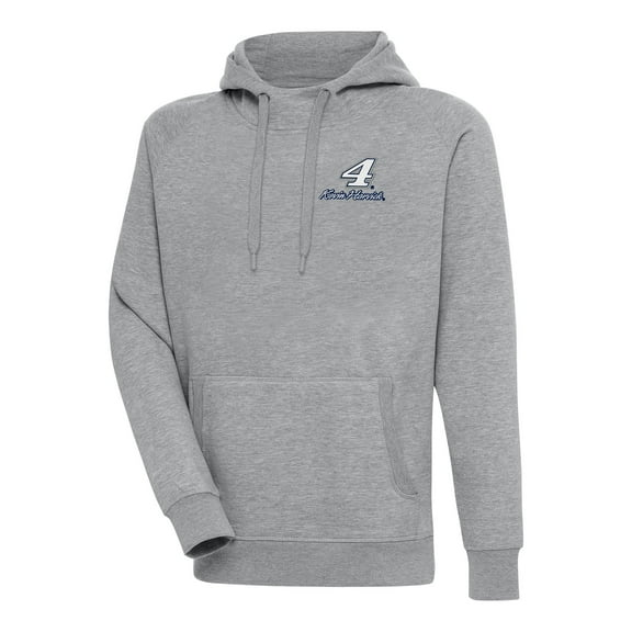 Men's Antigua Heather Gray Kevin Harvick Victory Pullover Hoodie