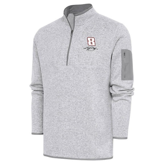 Men's Antigua Heather Gray Kyle Busch Fortune Quarter-Zip Pullover Jacket