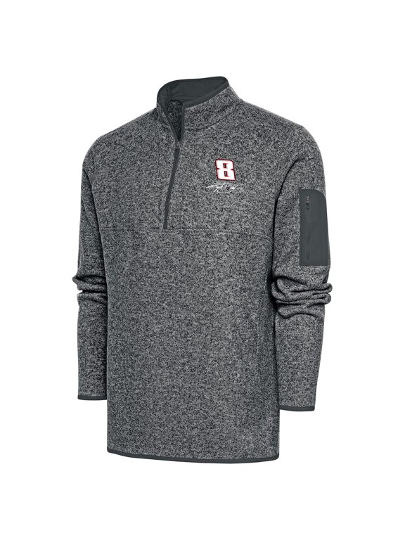 Men's Antigua Heather Gray Kyle Busch Fortune Quarter-Zip Pullover Jacket