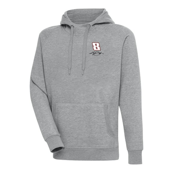 Men's Antigua Heather Gray Kyle Busch Victory Pullover Hoodie