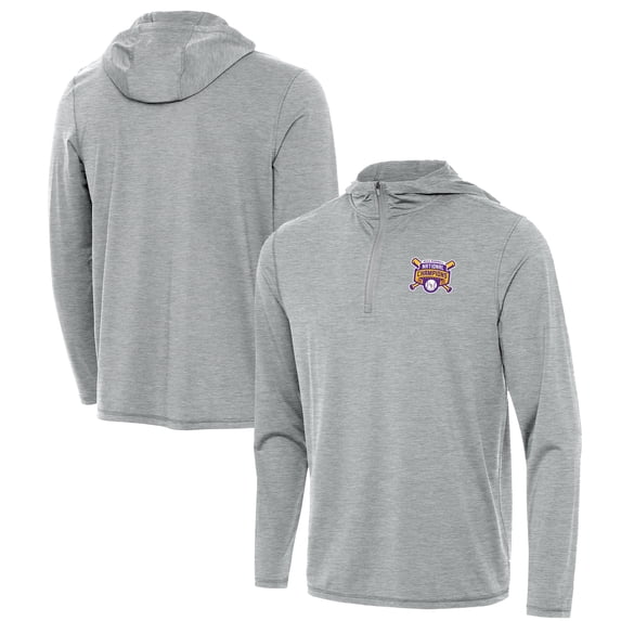 Men's Antigua Heather Gray LSU Tigers 2025 NCAA Baseball Men's College World Series National Champions Tidy Quarter-Zip