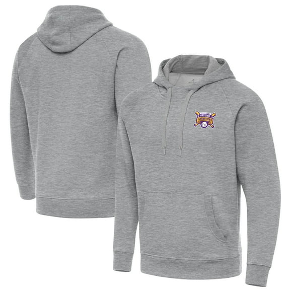 Men's Antigua Heather Gray LSU Tigers 2025 NCAA Baseball Men's College World Series National Champions Victory Pullover