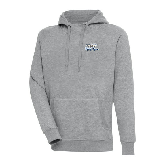 Men's Antigua Heather Gray Lakeland Flying Tigers Victory Pullover Hoodie