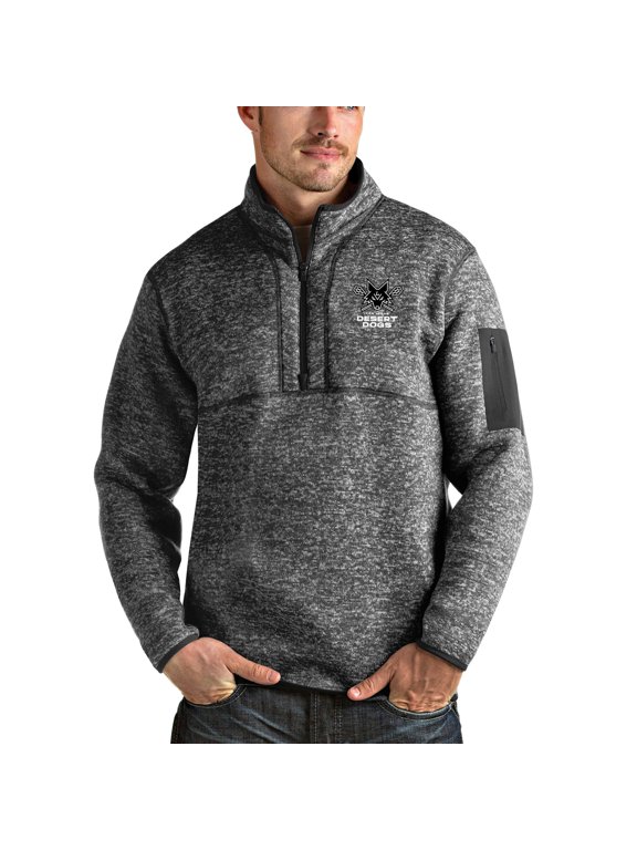 Men's Antigua Heather Gray Las Vegas Desert Dogs Team Logo Fortune Half-Zip Pullover Jacket