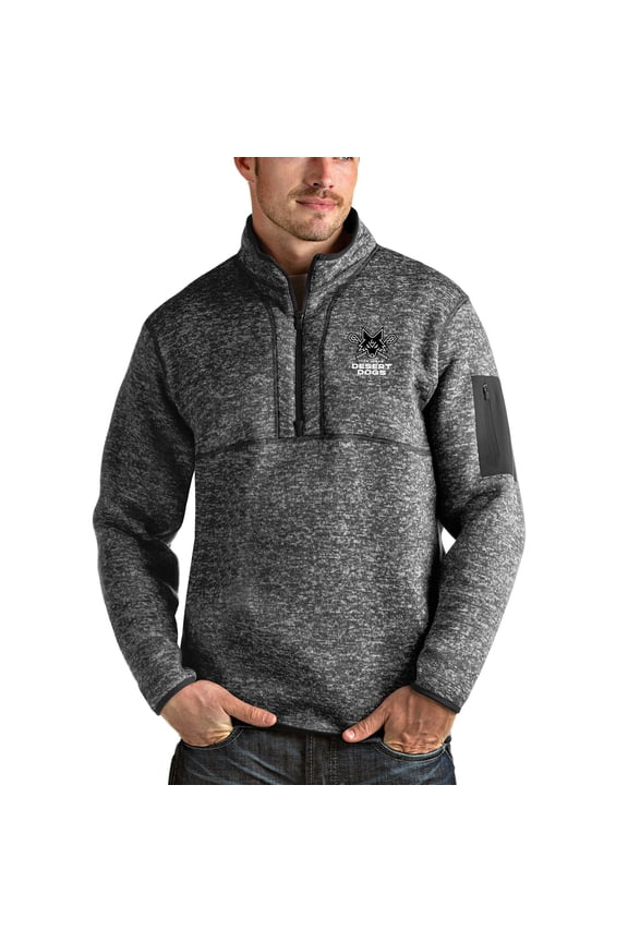 Men's Antigua Heather Gray Las Vegas Desert Dogs Team Logo Fortune Half-Zip Pullover Jacket