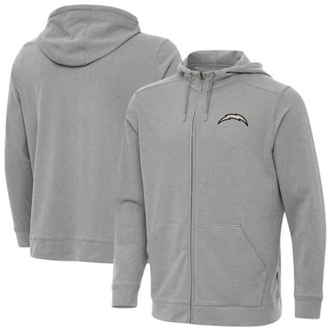 Men's Antigua Heather Gray Los Angeles Chargers Effortless Full-Zip Hoodie Jacket
