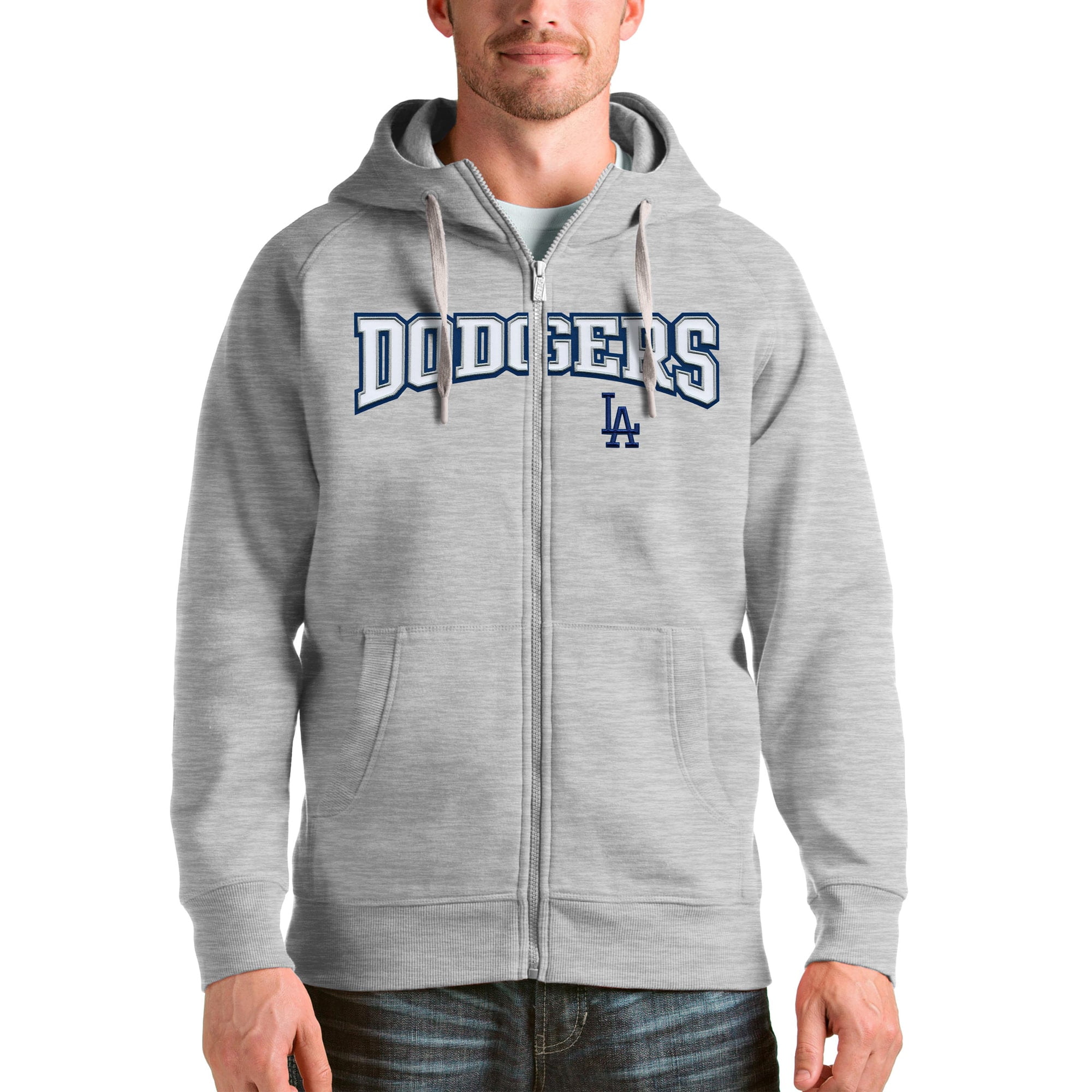 Antigua LA Dodgers Victory Hoodie Men's Full-Zip Royal Team