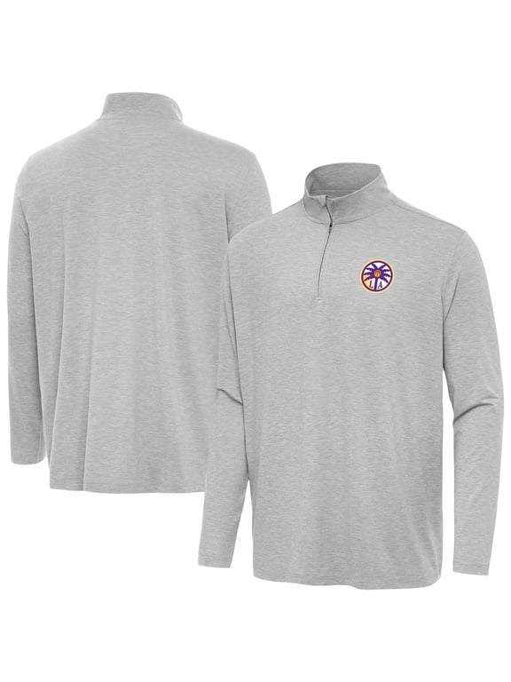 Men's Antigua Heather Gray Los Angeles Sparks Hunk Quarter-Zip Top