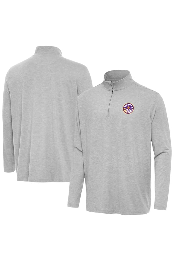 Men's Antigua Heather Gray Los Angeles Sparks Hunk Quarter-Zip Top