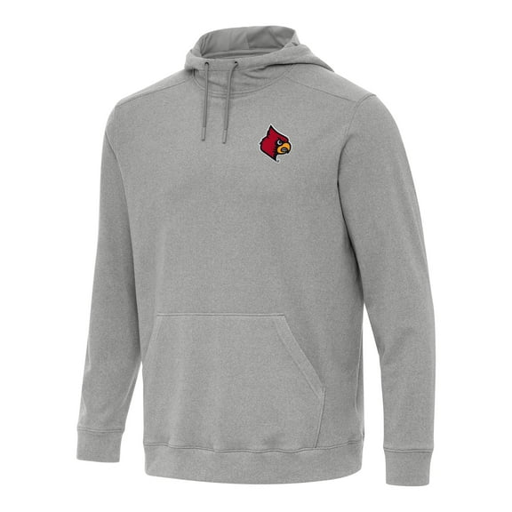 Men's Antigua Heather Gray Louisville Cardinals Cloud Pullover Hoodie