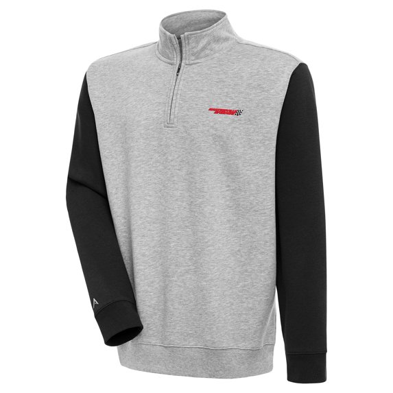 Men's-Antigua Heather Gray Martinsville Speedway Victory Quarter-Zip Mock Sweatshirt