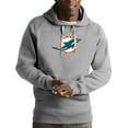 thumbnail image 1 of Men's Antigua Heather Gray Miami Dolphins Victory Pullover Hoodie, 1 of 1