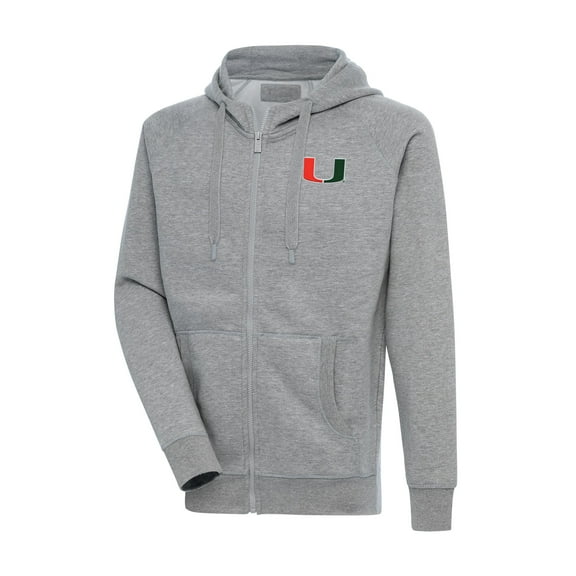 Men's Antigua Heather Gray Miami Hurricanes Big & Tall Victory Full-Zip Hoodie