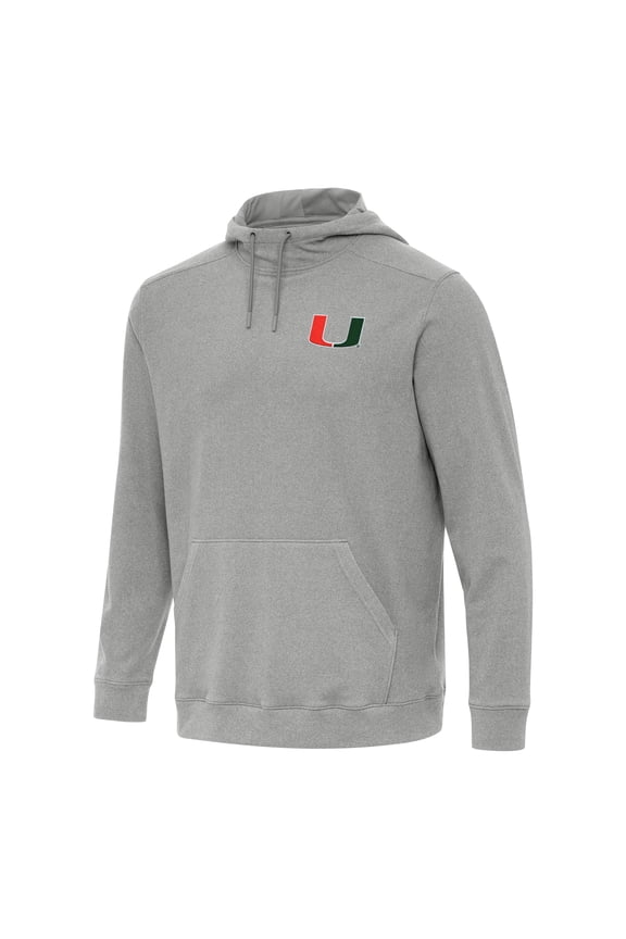 Men's Antigua Heather Gray Miami Hurricanes Cloud Pullover Hoodie