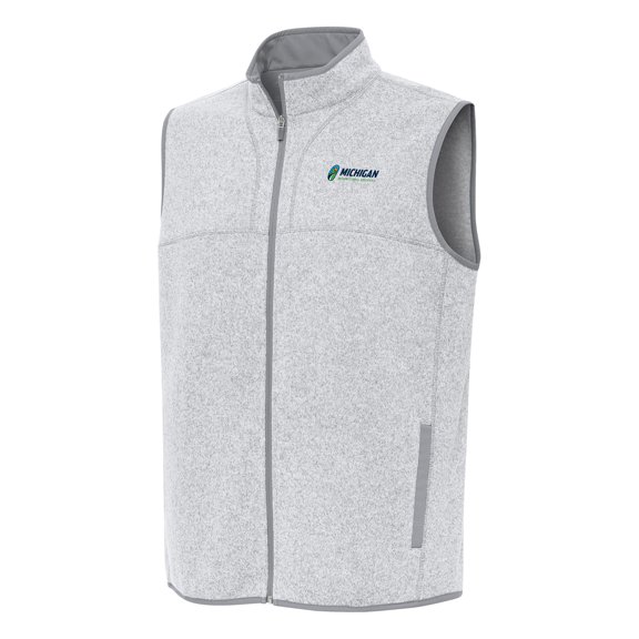 Men's-Antigua Heather Gray Michigan International Speedway Fortune Full-Zip Vest