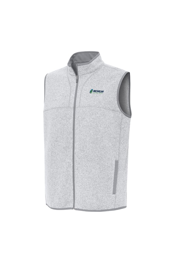 Men's-Antigua Heather Gray Michigan International Speedway Fortune Full-Zip Vest