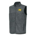 thumbnail image 1 of Men's Antigua Heather Gray Michigan Wolverines Fortune Full-Zip Vest, 1 of 1