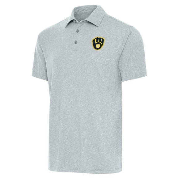 Men's Antigua  Heather Gray Milwaukee Brewers Par Polo