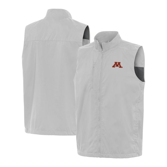 Men's Antigua  Heather Gray Minnesota Golden Gophers Brisk Full-Zip Vest