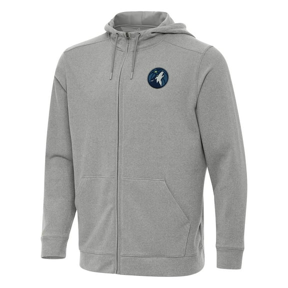 Men's Antigua Heather Gray Minnesota Timberwolves Effortless Full-Zip Hoodie Jacket