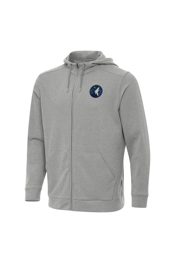 Men's Antigua Heather Gray Minnesota Timberwolves Effortless Full-Zip Hoodie Jacket