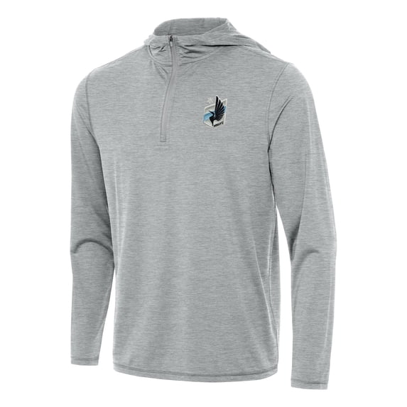 Men's Antigua Heather Gray Minnesota United FC Tidy Quarter-Zip Hoodie