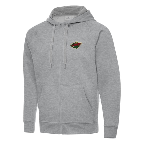 Men's Antigua Heather Gray Minnesota Wild Big & Tall Victory Full-Zip Hoodie