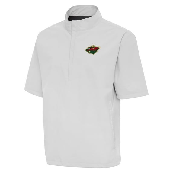 Men's Antigua Heather Gray Minnesota Wild Brisk Quarter-Zip Windbreaker