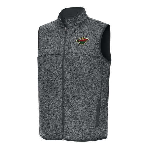 Men's Antigua Heather Gray Minnesota Wild Fortune Full-Zip Vest