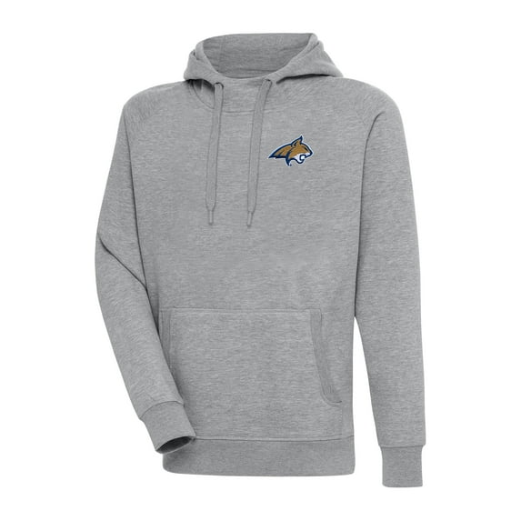 Men's Antigua Heather Gray Montana State Bobcats Big & Tall Victory Raglan Pullover Hoodie