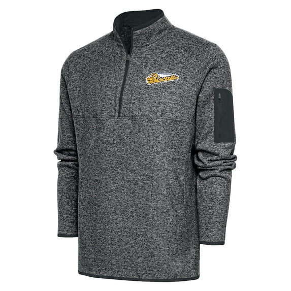 Men's Antigua Heather Gray Montgomery Biscuits Big & Tall Fortune Quarter-Zip Pullover Jacket