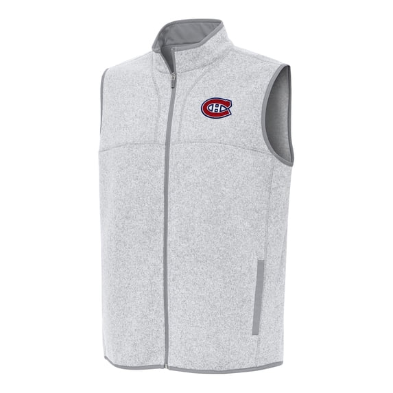 Men's Antigua Heather Gray Montreal Canadiens Fortune Full-Zip Vest