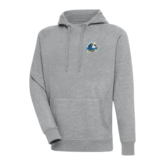 Men's Antigua Heather Gray Myrtle Beach Pelicans Victory Pullover Hoodie