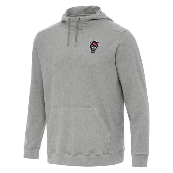 Men's Antigua Heather Gray NC State Wolfpack Cloud Pullover Hoodie