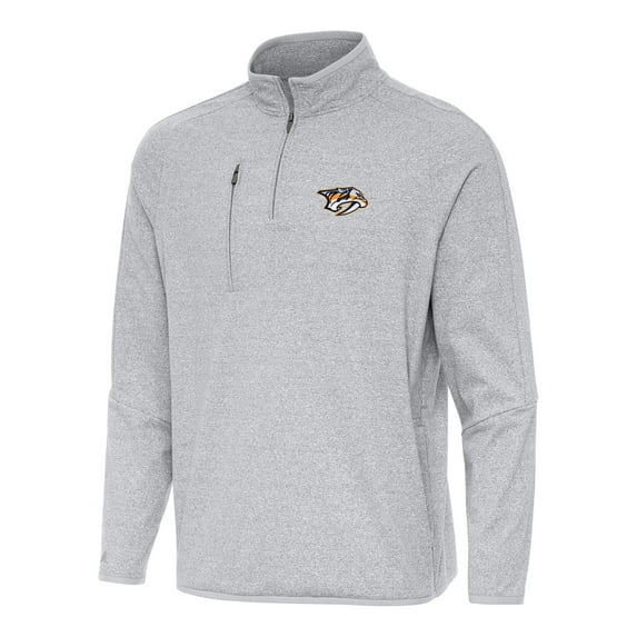 Men's Antigua Heather Gray Nashville Predators Certain Quarter-Zip Tri-Blend Sweatshirt